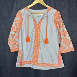 Gretchen Scott Designs Striped Tunic with Orange Accents